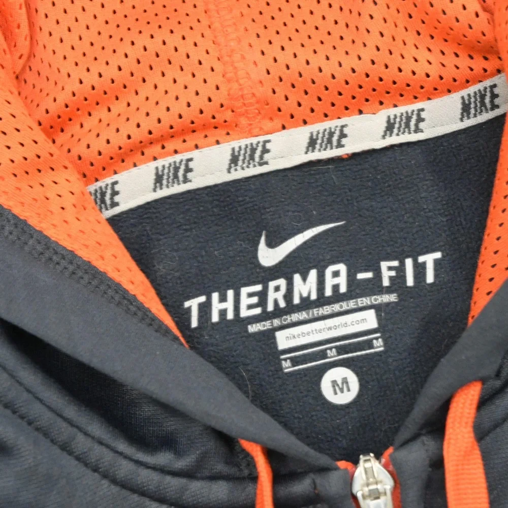 Nike Full Zip Hoodie Mens Medium Dark Blue Therma-Fit Training Sweatshirt